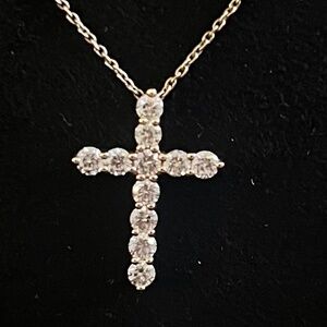 Diamond cross necklace with gold chain